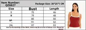 Size chart showing S to 2XL dimensions for Y2K lace trim camisole top with fabric guide