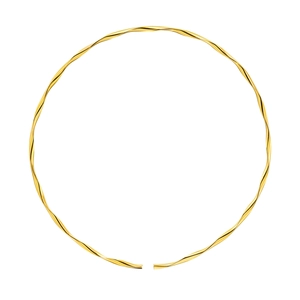 Minimalist 18K gold twisted rope necklace with high polished metallic texture for women