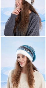 Detailed knit texture and soft faux fur trim on a winter gradient beanie for women