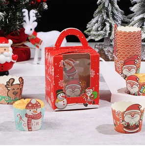 Hitzebeständige Weihnachts-Muffinförmchen mit festlichen Weihnachtsmann- und Schneemann-Motiven