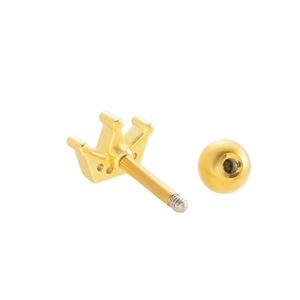 Golden crown screw back ear stud in titanium steel with unique ball closure design