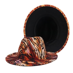 Detail showing the inner black lining and premium houndstooth texture of the jazz fedora hat