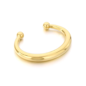 Bracelet jonc ouvert en C en acier inoxydable doré 18 carats avec extrémités sphériques