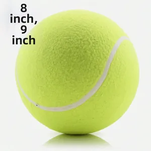 Detailed texture of 8 or 9 inch inflatable fluorescent yellow signature tennis ball