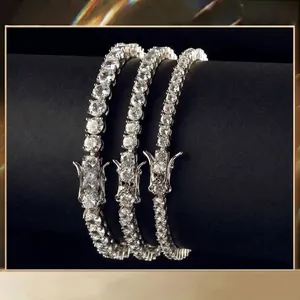 Hip Hop Tennis Bracelet Single Row Zirconia Copper Plated Gold Silver Rose Gold Bracelet For Unisex Jewelry Decoration Gift