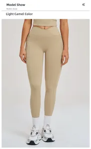 Détail de legging de yoga taille haute avec design croisé et poches latérales pratiques