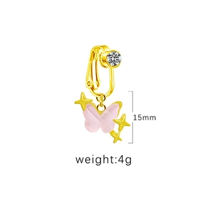 Vue détaillée du clip papillon doré avec ailes roses et marquage de taille de 15mm