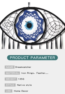 Detailed product parameters of Turkish Evil Eye dreamcatcher with black feathers