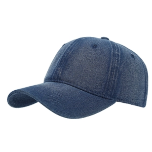 Classic dark blue washed denim baseball cap with minimalist vintage aesthetic for unisex