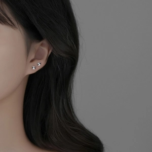 S999 sterling silver panda stud earrings for women featuring cute animal design