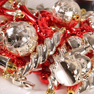 28pcs red and silver Christmas tree ornaments set including spheres and icicles