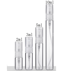 Set of clear refillable glass perfume spray bottles in 2ml 3ml 5ml and 10ml sizes