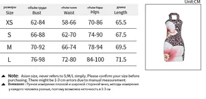 Detailed size guide table for women leopard floral print mini bodycon dress