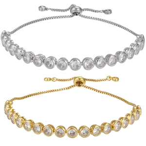 Bracciali tennis regolabili in zircone cubico oro e argento con chiusura a cursore