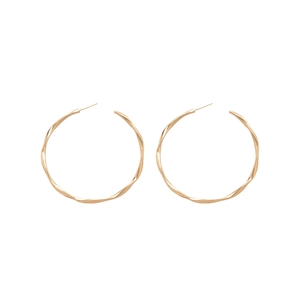 Elegant gold twisted hoop earrings with a minimalist polished wavy texture for women