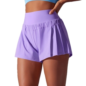 Damen lila High Waist Falten Tennis Shorts für Yoga Laufen und Fitnesstraining