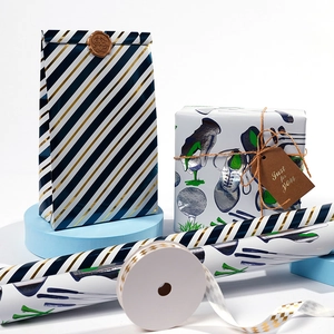 Metalen Elegant Cadeaupapier Rol Gealuminiseerd Papier Bloemen Gestreepte Golf Patroon Vader Moederdag Verjaardag Valentijnsdag
