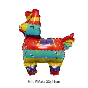 Mini Pinata foil balloon featuring colorful stripes and candy patterns, 33x41cm size