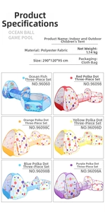Detailed dimensions and pattern variations of the 3-in-1 children tent with tunnel