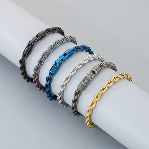 Bracciali a corda intrecciata da 6mm in acciaio inossidabile in cinque colori moda
