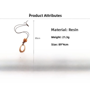 Detailed size chart for vintage resin pendant necklace with dimensions and weight info