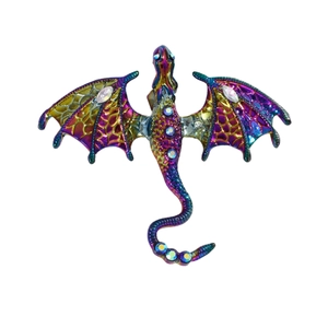 Exquisite flying dragon brooch in iridescent plating with colorful crystal rhinestones