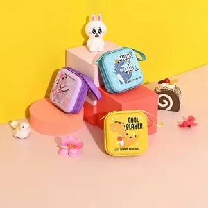 Mini Dinosaur Tinplate Coin Purse Zipper Earphone Cable Storage Case Pouch With Hand Strap Cute Cartoon Small Wallet