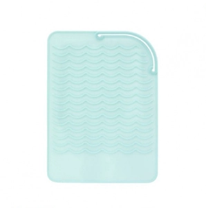 Blue rectangular silicone heat resistant mat with wave texture for hair styling tools