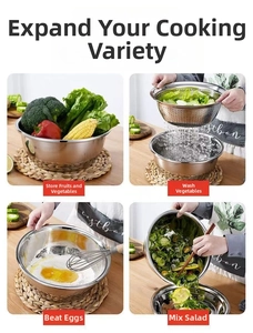 Multipurpose stainless steel grater and colander set for washing and mixing vegetables