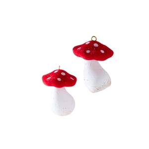 Red and white mushroom Christmas ornaments with gold glitter base for tree decoration