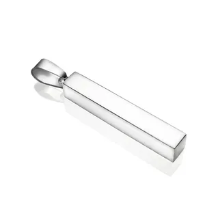 Polished stainless steel bar pendant necklace with 50cm chain for custom engraving