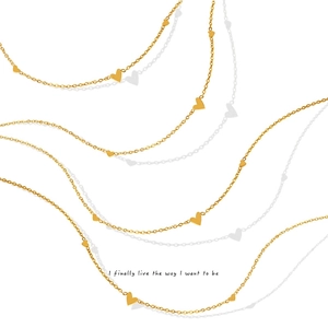 Titanium Steel Heart Pendant Clavicle Necklace Minimalist 18K Gold Plated Jewelry For Women