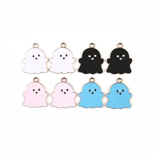 Lot de 8 breloques fantômes d'Halloween en émail coloré pour la création de bijoux DIY