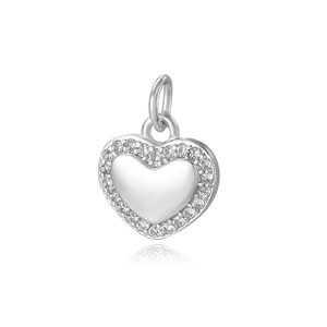 Elegant irregular silver heart pendant with sparkling crystals and a reflective finish