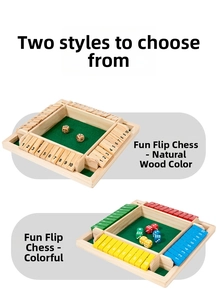 Detailed comparison of natural wood and multicolor four-sided Shut the Box dice game boards
