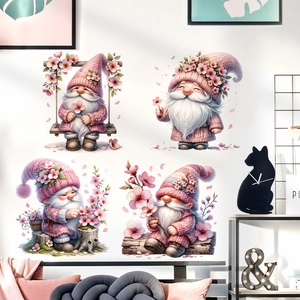 Adesivi per finestre gnomo fiori di ciliegio rosa set di quattro decorazioni per la casa