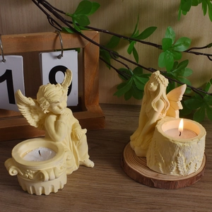 Garden angel fairy silicone mold for DIY candle holder and plaster flowerpot crafts