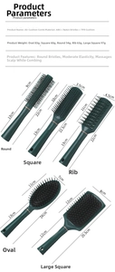 Detailed size specifications for different types of anti-static hair styling brushes