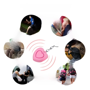 Pink heart personal security alarm 130dB for women and kids with emergency usage scenes