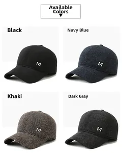 Detailansicht der Winter-Baseballkappen in Schwarz, Marine, Khaki und Grau mit Textur