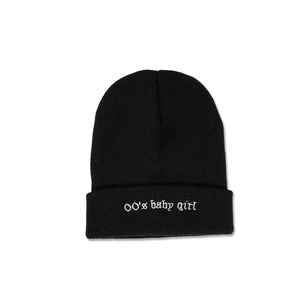 Bonnet Brodé 00's Baby Girl Acrylique Tricoté Chaude Chapeau Hiver Y2K Streetwear Style Gothique Pour Femmes Hommes