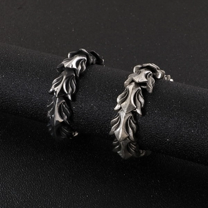Men's retro stainless steel keel chain bracelets in vintage silver and black finishes