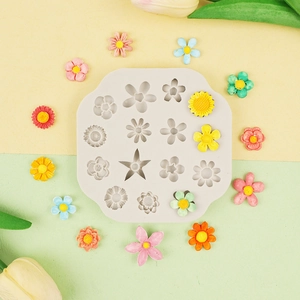 Multi-hole rose and star silicone mold for DIY fondant cake and chocolate decorating