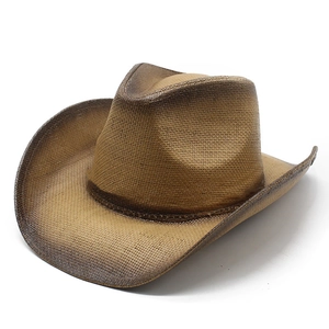 Retro Western Cowboy Straw Hat Wide Brim Sunshade Breathable Paper Straw For Summer Beach Outdoor Travel
