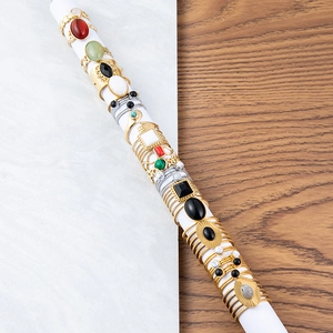 Bohemian turquoise and gemstone stainless steel rings set in gold and silver finish