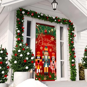 Nutcracker soldier Christmas banners for door decoration with Merry Christmas greetings