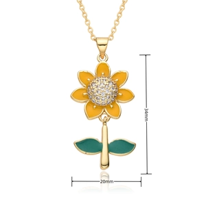 Detailed view of sunflower pendant dimensions showing 34mm height and 20mm width