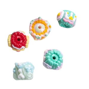 Colorful hand-painted oil beads for DIY jewelry making with unique doughnut shapes