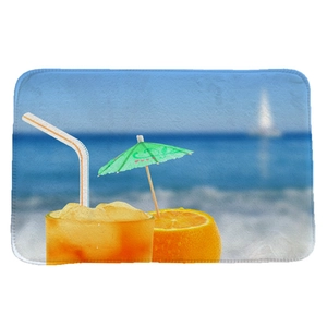 Saugfähige Flanell-Bodenmatte mit tropischem Strand- und Orangensaft-Sommerdesign
