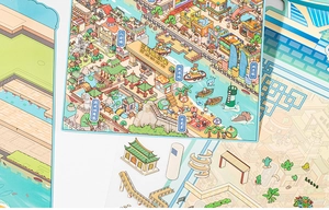 Detailed 3D cartoon style PET stickers featuring Xiamen city landmarks and coastal scenery